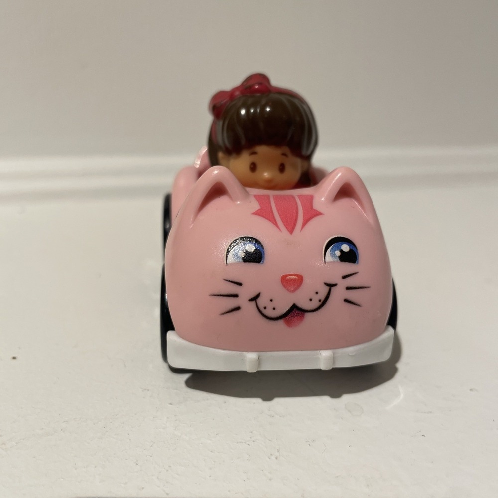 Fisher Price Little People Mia Wheelies Car Pink Kitty Cat Toy 2015 HTF Rare
